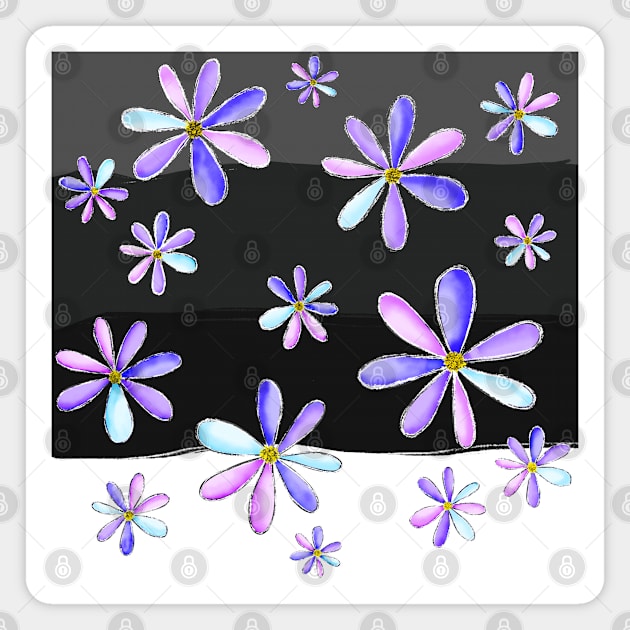 A Shower of Daisies - Hand Drawn with Pretty Pastel Pink and Purple Petals Magnet by HeartLiftingArt